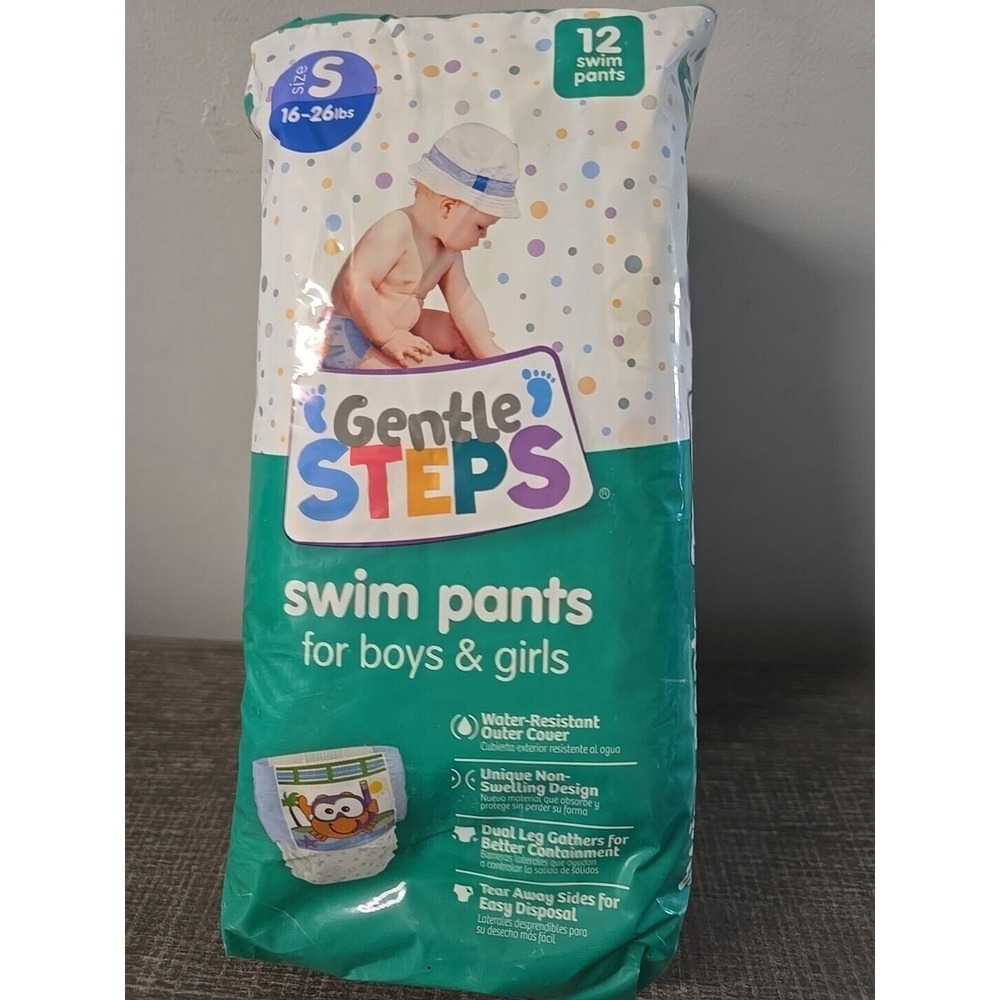 Gentle Steps Swim Pants/Diapers For Boys &‎ Girls Size Small (16-26 Lbs) 12 PC
